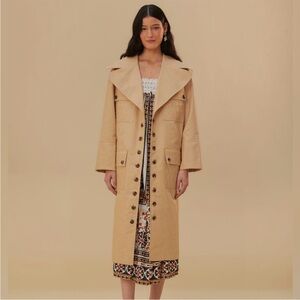 NWT FARM Rio Pockets over Nude Beige Belted Trench Coat, Size M